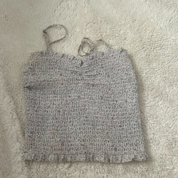 Aritzia Tops - Aritzia Wilfred Womens XS Ruffled White Floral Spaghetti Crop Top